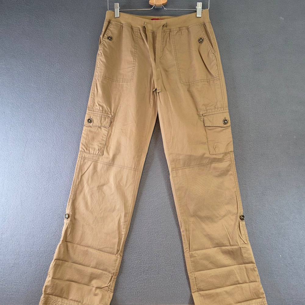 Merona Womens Khaki Tan Cargo Pants Convertible Capris Drawstring Cotton XS